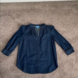 Draper James chambray button down top XS